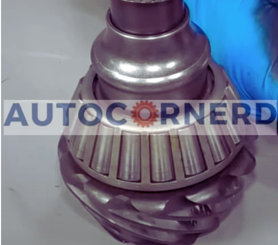 Tapered-roller bearing mounted on a differential pinion shaft.