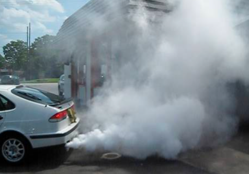 thick white smoke from exhaust
