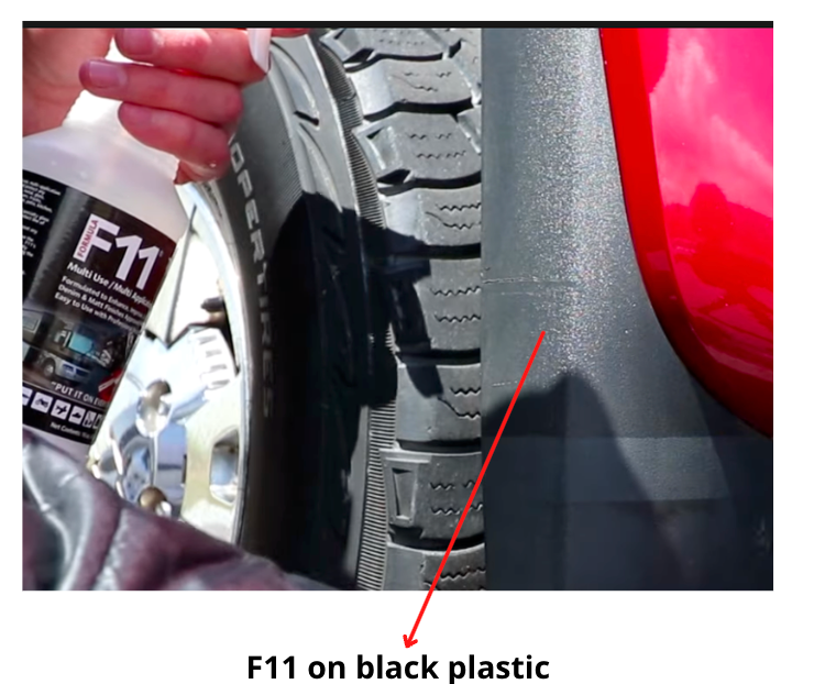 Result of F11 spray on black plastic
