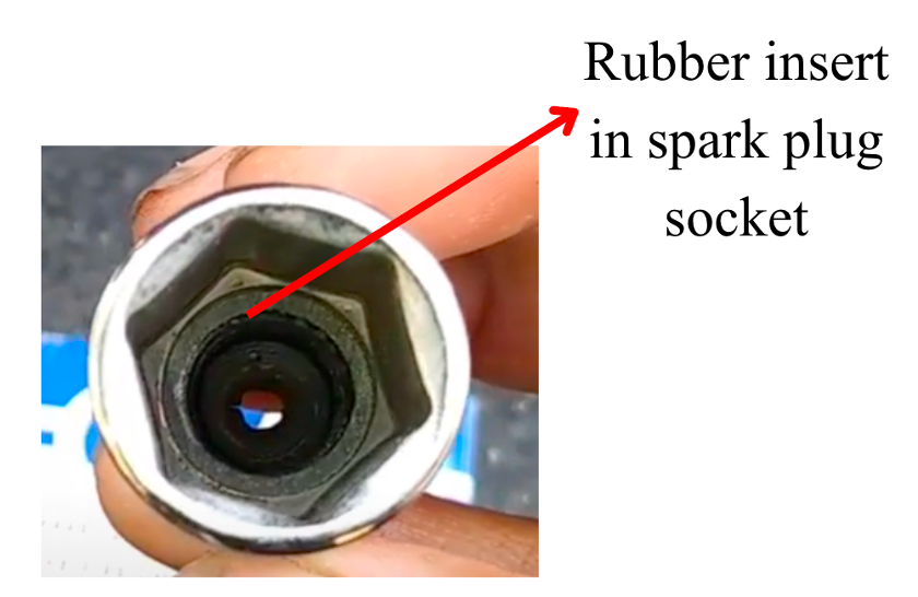 Rubber insert in spark plug socket to protect the ceramic coating on the spark plug