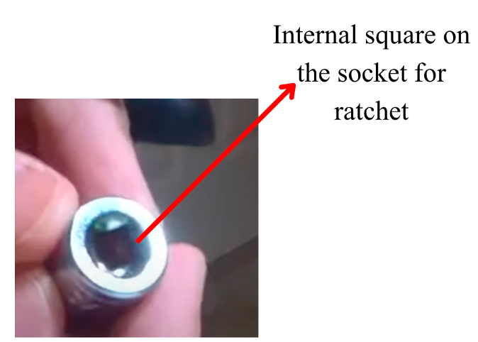 square hole in spark plug socket for torque wrench