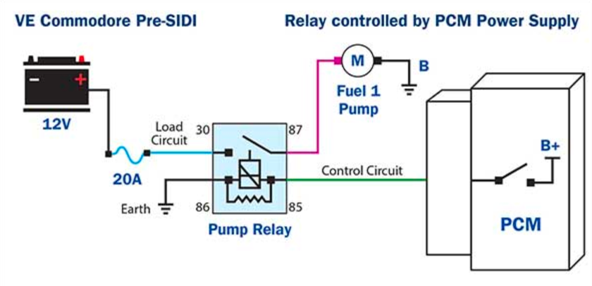 schematic of fuel pump electric circuit