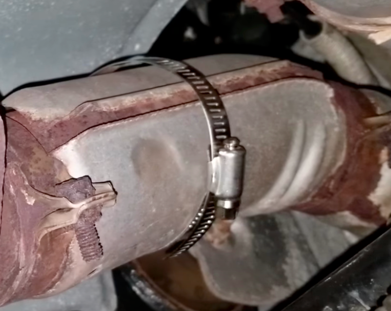 using hose clamp to fix heat shield rattle