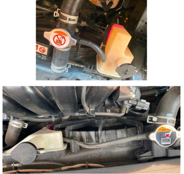 hose connecting coolant reservoir with the radiator cap