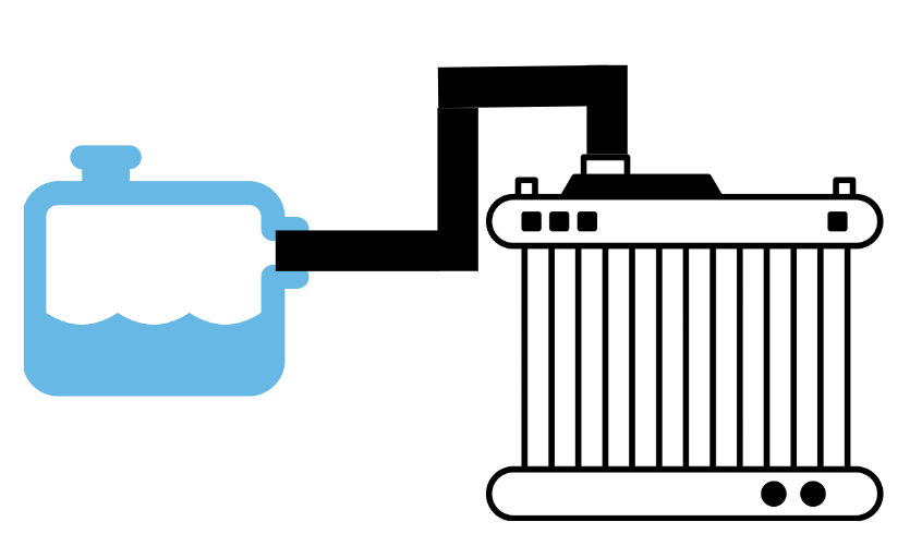 how coolant reservoir is linked to the radiator