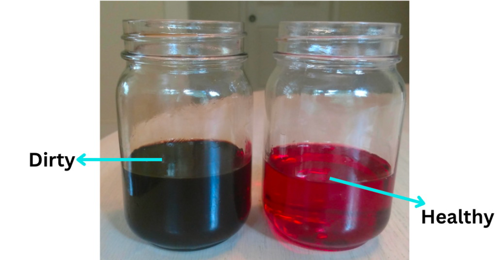 difference between healthy and dirty transmission fluid