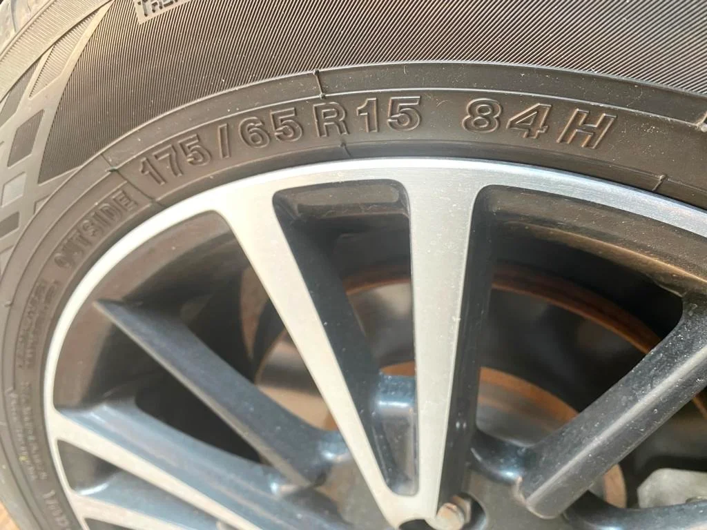 tire size marked on the sidewall of tire