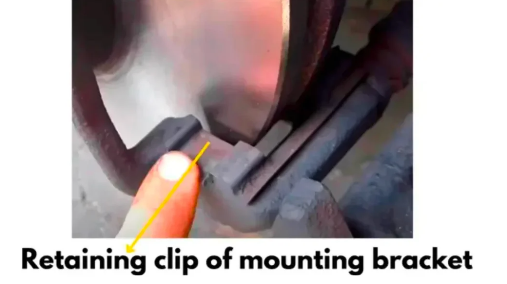 retaining clips of brake caliper mounting bracket