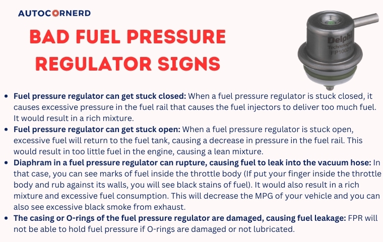 signs of bad fuel pressure regulator