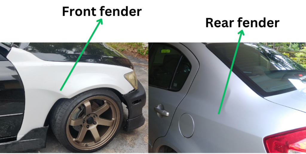 difference between front and rear fender