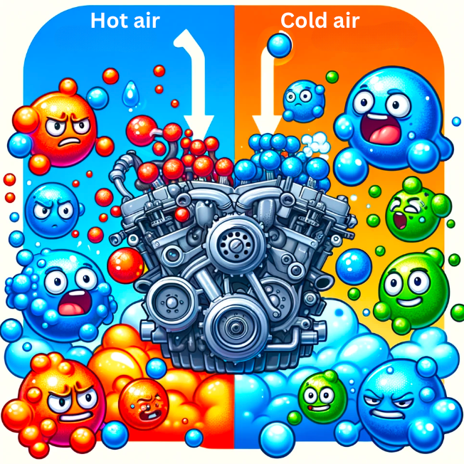 cold air benefits engine more due to its higher density